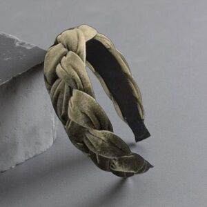 Velvet headband Dark Green braided padded soft & comfortable New Boutique